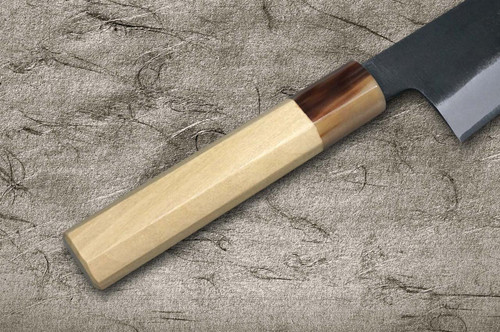 Satoshi Nakagawa Aogami #2 Kurouchi MB8W Japanese Chef's Gyuto Knife 240mm with White Buffalo Tsuba Octagonal Handle 