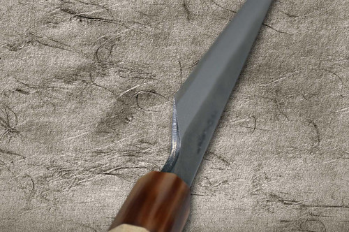 Satoshi Nakagawa Aogami #2 Kurouchi MB8W Japanese Chef's Petty Knife(Utility) 150mm with White Buffalo Tsuba Octagonal Handle 