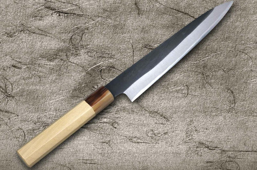 Satoshi Nakagawa Aogami #2 Kurouchi MB8W Japanese Chef's Petty Knife(Utility) 150mm with White Buffalo Tsuba Octagonal Handle 