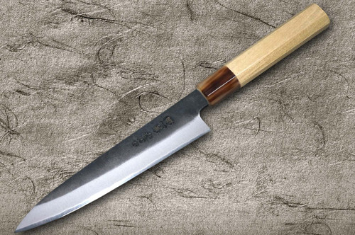 Satoshi Nakagawa Aogami #1 Kurouchi MB8W Japanese Chef's Petty Knife(Utility) 150mm with White Buffalo Tsuba Octagonal Handle 