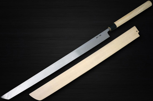 Sakai Takayuki Tuna Maguro Bocho Japanese Chef's Tuna-Kiri and Saya SET 540mm Tokujyo Supreme (White 2 steel) with Water Buffalo Octagonal Handle and Saya Sheath 