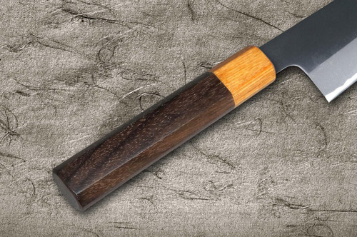 Satoshi Nakagawa Aogami #1 Migaki RS8M Japanese Chef's Gyuto Knife 210mm with Light-Brown-Ring Octagonal Handle 
