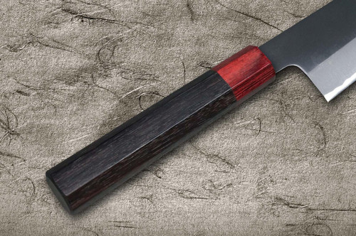 Satoshi Nakagawa Aogami #2 Migaki RS8R Japanese Chef's Santoku Knife 170mm with Red-Ring Octagonal Handle 
