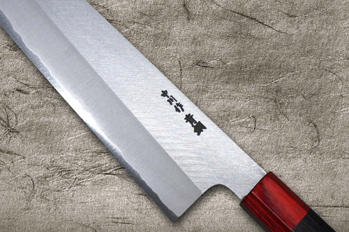 Satoshi Nakagawa Aogami #2 Migaki RS8R Japanese Chef's Santoku Knife 170mm with Red-Ring Octagonal Handle 