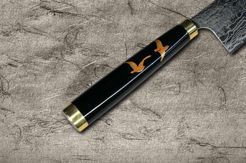 Takeshi Saji Makie-Art R2(SG2) Mirrored Damascus Japanese Chef's Gyuto Knife 270mm with Urushi Lacquered Saya and Custom Handle FUJI on WAVE (NAMI FUJI) 