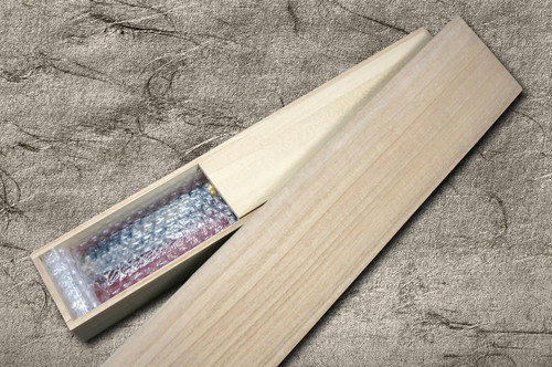 Takeshi Saji Makie-Art Aogami No.2 Colored Damascus Japanese Chef's Gyuto Knife 210mm with Urushi Lacquered Saya and Handle RED FUJI (AKA FUJI) 