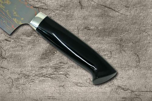 Takeshi Saji Makie-Art Aogami No.2 Colored Damascus Japanese Chef's Gyuto Knife 210mm with Urushi Lacquered Saya and Handle RED FUJI (AKA FUJI) 