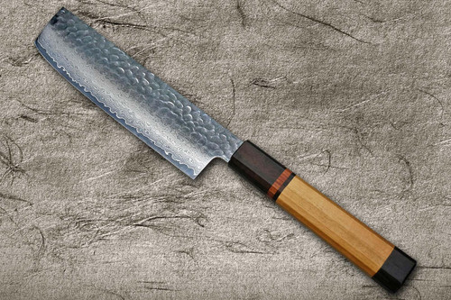 Sakai Takayuki 33-Layer VG10 Damascus Yamazakura Chef's Nakiri(Vegetable) 160mm with Dodecagonal Mountain Cherry Handle 