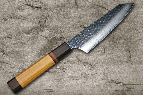 Sakai Takayuki 33-Layer VG10 Damascus Yamazakura Chef's Kengata-Santoku Knife 160mm with Dodecagonal Mountain Cherry Handle 