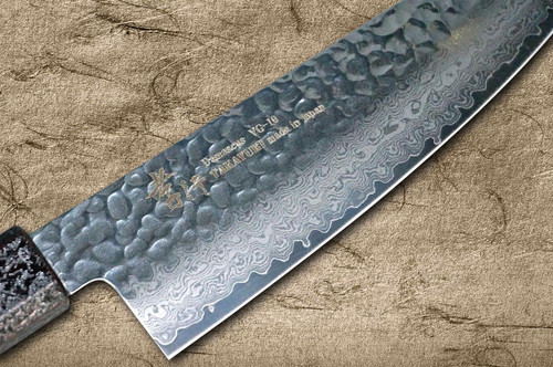Sakai Takayuki 33-Layer VG10 Damascus RIO Chef's Santoku Knife 170mm with Japanese Lacquered Handle [Purple] 