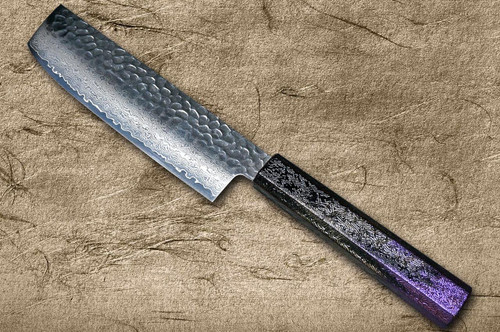 Sakai Takayuki 33-Layer VG10 Damascus RIO Chef's Nakiri(Vegetable) 160mm with Japanese Lacquered Handle [Purple] 
