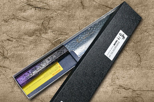 Sakai Takayuki 33-Layer VG10 Damascus RIO Chef's Nakiri(Vegetable) 160mm with Japanese Lacquered Handle [Purple] 