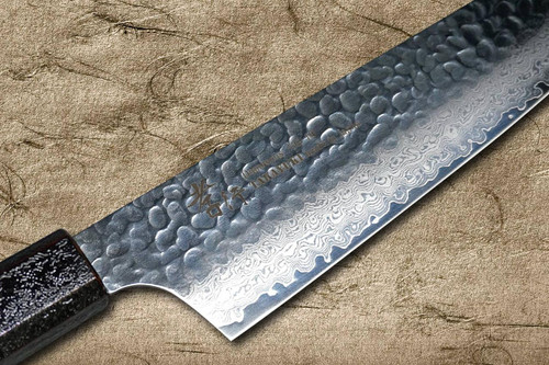 Sakai Takayuki 33-Layer VG10 Damascus RIO Chef's Kengata-Santoku Knife 160mm with Japanese Lacquered Handle [Purple] 