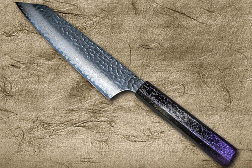 Sakai Takayuki 33-Layer VG10 Damascus RIO Chef's Kengata-Santoku Knife 160mm with Japanese Lacquered Handle [Purple] 