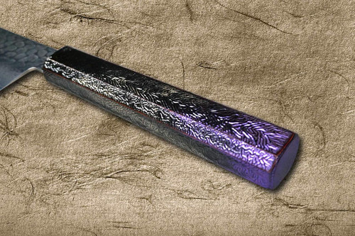 Sakai Takayuki 33-Layer VG10 Damascus RIO Chef's Kengata-Santoku Knife 160mm with Japanese Lacquered Handle [Purple] 