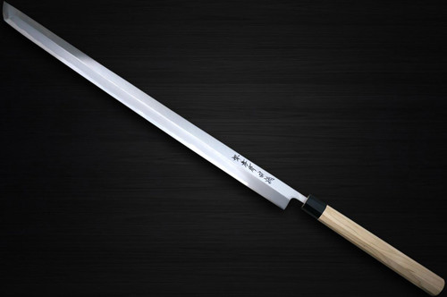 [Left Handed] Sakai Takayuki Tuna Maguro Bocho Japanese Chef's Tuna-Kiri 600mm Tokujyo Supreme (White 2 steel) with Water Buffalo Octagonal Handle 