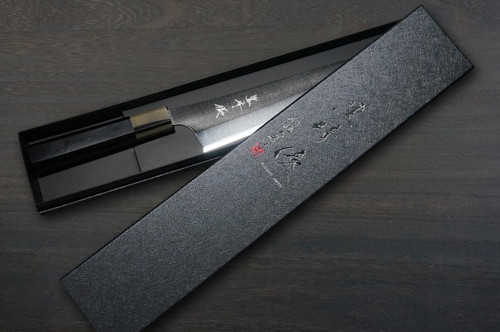 Yu Kurosaki VG-XEOS NEW GEKKO WA EB8W Japanese Chef's Santoku Knife 170mm with White Buffalo Ring Ebony Handle 