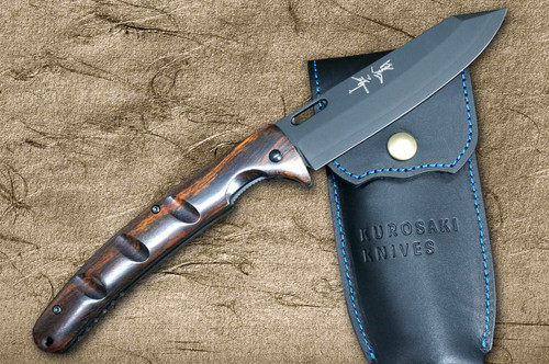 Yu Kurosaki Folding R2(SG2) Black Petty Knife(Utility) 105mm with Desert Ironwood Handle 