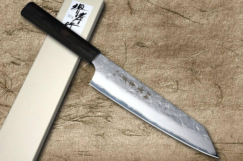 Sakai Takayuki VG10 Nashiji WA Japanese Chef's Kengata-Gyuto Knife 190mm with Full Ebony Handle 