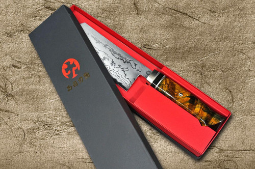 大辅西田白纸1号大马士革日本厨师切付菜刀(蔬菜) 180毫米带稳定的瘤