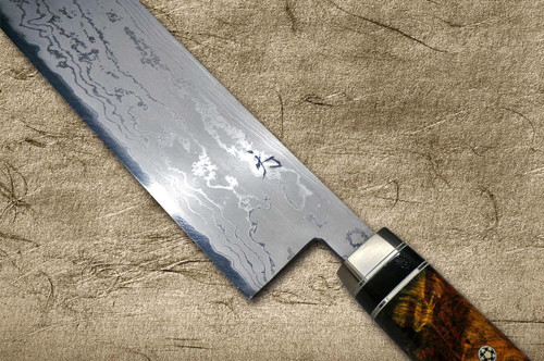 Daisuke Nishida Shirogami No.1 Damascus Japanese Chef's Kiritsuke