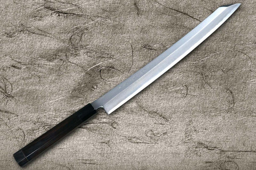 堺孝行残月银三日本厨师切付柳刃（刺身）360毫米双水牛角环乌木手柄