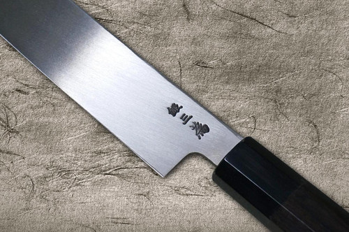 堺孝行残月银三日本厨师切付柳刃（刺身）360毫米双水牛角环乌木手柄