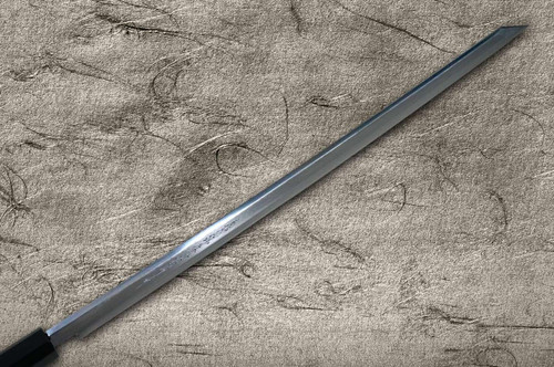 Sakai Takayuki ZANGETSU Ginsan Japanese Chef's Mirrored Kiritsuke-Yanagiba(Sashimi) 390mm with Double Water Buffalo Ring Ebony Handle 