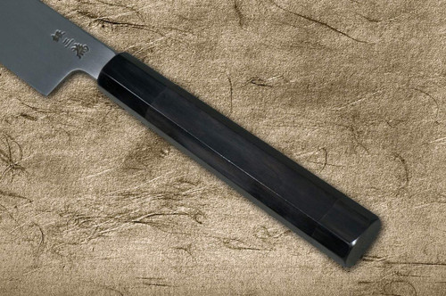 Sakai Takayuki ONIZORI Ginsan Japanese Chef's Mirrored Sakimaru-Takohiki(Sashimi) 300mm with Double Water Buffalo Ring Ebony Handle [Strongly Arched Version] 