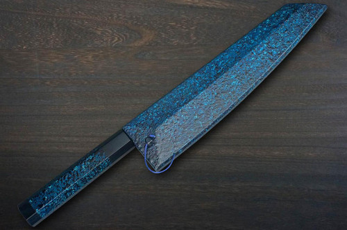 Yu Kurosaki R2(SG2) Hammered SENKO-EI WA INDIGO Japanese Chef's Gyuto Knife 270mm with Indigo-dyed Handle and Saya Sheath [AI-TENMOKU] 