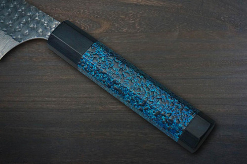 Yu Kurosaki R2(SG2) Hammered SENKO-EI WA INDIGO Japanese Chef's Gyuto Knife 270mm with Indigo-dyed Handle and Saya Sheath [AI-TENMOKU] 