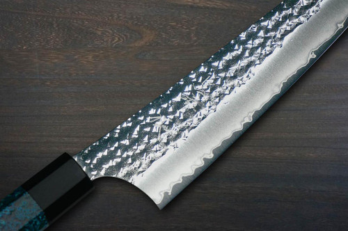 Yu Kurosaki R2(SG2) Hammered SENKO-EI WA INDIGO Japanese Chef's Gyuto Knife 240mm with Indigo-dyed Handle and Saya Sheath [AI-TENMOKU] 