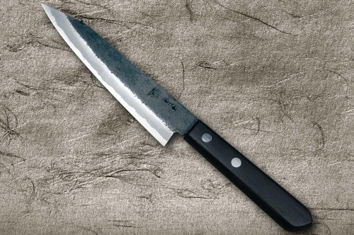 Shigeki Tanaka Aogami No.2 Kurouchi TEKKA CLW Japanese Chef's Kritsuke-Petty Knife(Utility) 120mm with Black Pakka Wood Handle 