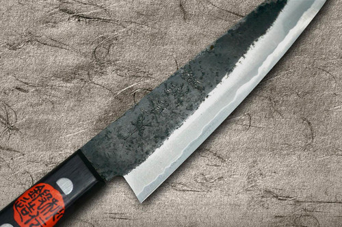 Shigeki Tanaka Aogami No.2 Kurouchi TEKKA CLW Japanese Chef's Kritsuke-Petty Knife(Utility) 120mm with Black Pakka Wood Handle 