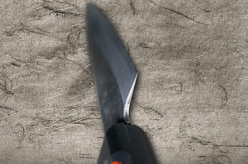 Shigeki Tanaka Aogami No.2 Kurouchi TEKKA CLW Japanese Chef's Kritsuke-Petty Knife(Utility) 120mm with Black Pakka Wood Handle 