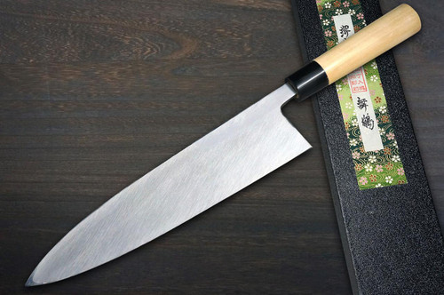Sakai Takayuki Kasumitogi Buffalo Tsuba Engraving Art Japanese Chef's Deba Knife 300mm Maizuru(Japanese Crane) 