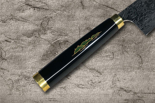 Takeshi Saji Makie-Art R2(SG2) Mirrored Damascus Japanese Chef's Gyuto Knife 240mm with Urushi Lacquered Saya and Handle FUJI on LAKE(PN) 