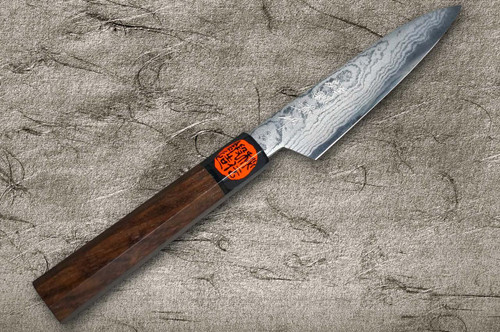 Shigeki Tanaka Aogami No.2 Damascus WN Japanese Chef's Petty Knife(Utility) 120mm with Walnut Handle 