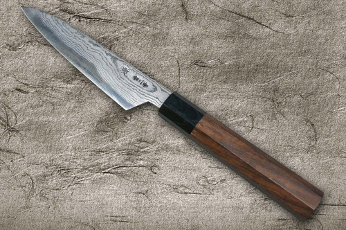 Shigeki Tanaka Aogami No.2 Damascus WN Japanese Chef's Petty Knife(Utility) 120mm with Walnut Handle 