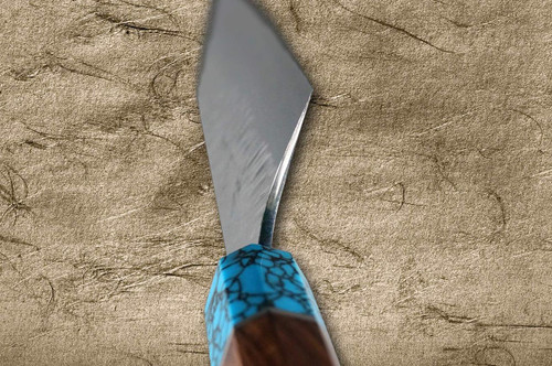 Yu Kurosaki SPG2 Clad FUJIN WA RSTCA Japanese Chef's Bunka Knife 165mm with Blue Turquoise & Rosewood Handle 