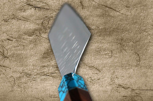 Yu Kurosaki SPG2 Clad FUJIN WA RSTCA Japanese Chef's Nakiri(Vegetable) 165mm with Blue Turquoise & Rosewood Handle 