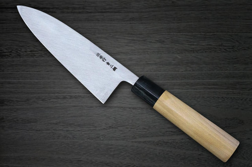 Sakai Takayuki Aoniko Blue 2 Steel Buffalo Tsuba Chef's Deba Knife 150mm 