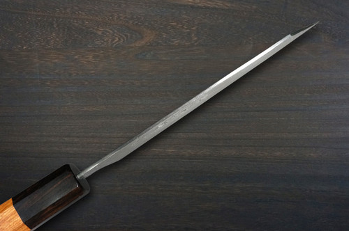 Sakai Takayuki SPG2 Damascus Hammered WA Japanese Chef's Kengata-Santoku Knife 160mm with Black-Ring Octagonal Rosewood Handle