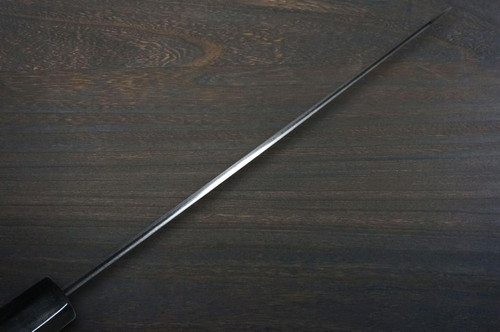 Satoshi Nakagawa Aogami#1 Damascus Kurouchi EBBFB2 Japanese Chef's Kiritsuke-Gyuto Knife 240mm with Double Buffalo Ringed Ebony Handle 