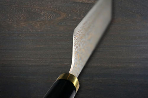 Takeshi Saji Makie-Art VG10W Colored Damascus Japanese Chef's Nakiri(Vegetable) 170mm with Urushi Lacquered Saya and Handle [Tokonatsu] MURASAKI SHIKIBU 1000th Anniversary 