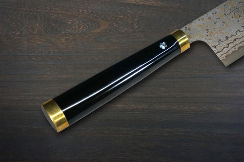 Takeshi Saji Makie-Art VG10W Colored Damascus Japanese Chef's Nakiri(Vegetable) 170mm with Urushi Lacquered Saya and Handle [Tokonatsu] MURASAKI SHIKIBU 1000th Anniversary 