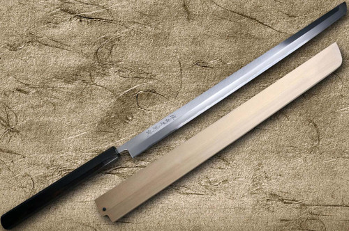 Sakai Takayuki Tuna Maguro Bocho EBBF Japanese Chef's Tuna-Kiri 450mm Tokujyo Supreme (White 2 steel) with Water Buffalo Ebony Handle and Saya Sheath 
