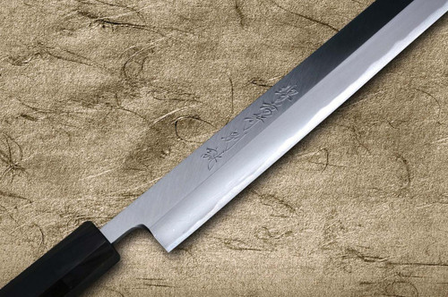Sakai Takayuki Tuna Maguro Bocho EBBF Japanese Chef's Tuna-Kiri 450mm Tokujyo Supreme (White 2 steel) with Water Buffalo Ebony Handle and Saya Sheath 