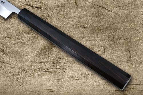 Sakai Takayuki KEISHOURYU Gold Dragon Engraving Japanese Chef's Tuna-Kiri 600mm Tokujyo Supreme (White 2 steel) with Water Buffalo Ebony Handle and Saya Sheath 