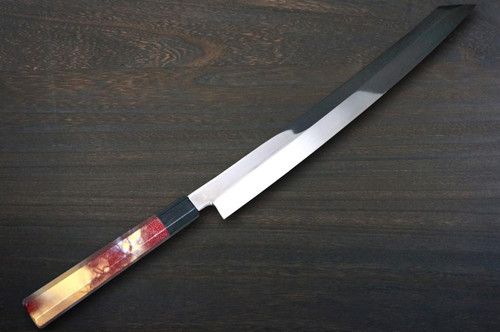 26寸銅装鋒鋼超鏡面武士刀『鏡面紅武士』 古兵器 武具 刀装具 日本刀  居合刀 堺孝行ZANGETSU Honyaki Ginsan 日本厨师用全镜面Kengata-Yanagiba（生